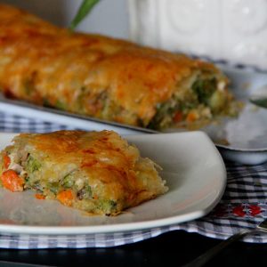 Strudel de verduras con queso de cabra