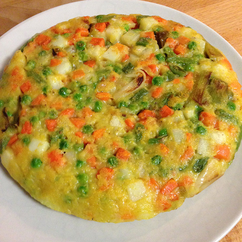 Tortilla vegana de verduras congeladas