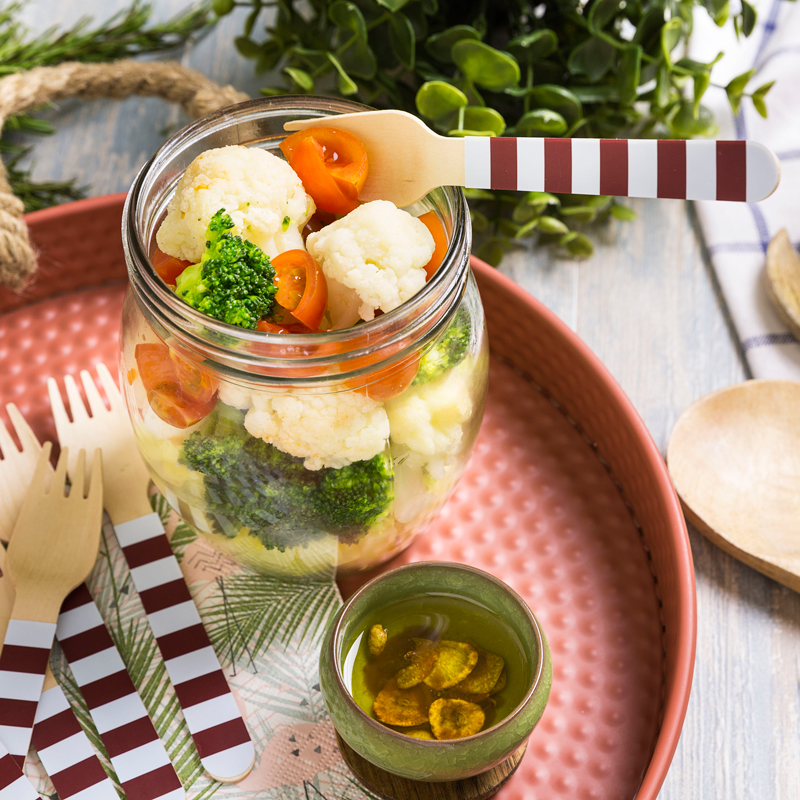 Ensalada bicolor de brócoli y coliflor